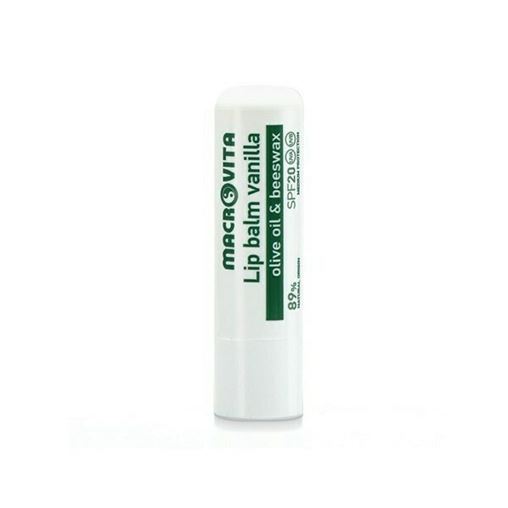 Macrovita Vanilla Lip Balm SPF20 Βάλσαμο Χειλιών Με Λάδι Ελιάς & Κερί Μελισσών 4.8gr.