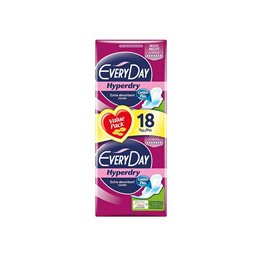 Every Day Hyperdry Maxi Night Value Pack Έξτρα Απορροφητικές, Ιδανικές για τη Νύχτα 18 Τεμάχια  Σερβιέτες - Ταμπόν