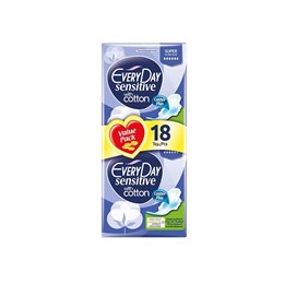 Every Day Sensitive Super Ultra Plus Value Pack Πολύ Λεπτές Σερβιέτες με Βαμβακερό Κάλυμμα 18 τεμ  Σερβιέτες - Ταμπόν