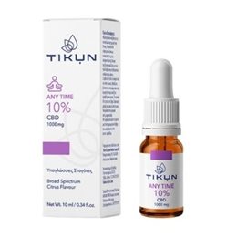 Tikun Any Time Έλαιο Κάνναβης σε Yπογγλώσιες Σταγόνες 1000mg με 10% CBD με Γεύση Citrus 10ml TIKUN Ειδική & Υγιεινή Διατροφή