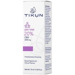 Tikun CBD Any Time 20% Υπογλώσσιες Σταγόνες Ελαίου Κάνναβης, 10 ml TIKUN Ειδική & Υγιεινή Διατροφή