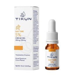 Tikun Day Time 5% CBD 250mg & CBG 250mg Έλαιο Κάνναβης σε Υπογλώσσιες Σταγόνες με Γεύση Citrus 10ml TIKUN Ειδική & Υγιεινή Διατροφή