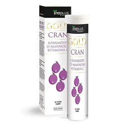 Inoplus Gold Cran Συμπλήρωμα Διατροφής με Κράνμπερι, D-Μαννόζη & Βιταμίνη C 20 αναβράζοντα δισκία  Αδυνάτισμα