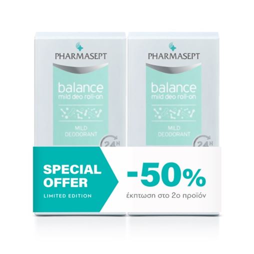 Pharmasept PROMO PACK Balance Deo Roll On Αποσμητικό Έκπτωση 50% Στο 2ο Προϊόν, 2x50ml.