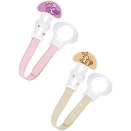Mam Clip Set Κορδέλες Στήριξης Πιπίλας0+ Μηνών Ροζ Πουλάκι Κίτρινος Λαγός 2τμχ  (312G) MAM Αξεσουάρ Πιπίλας