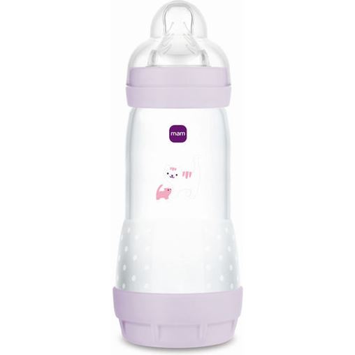 Mam Πλαστικό Μπιμπερό Easy Start Anti-Colic Κατά των Κολικών 320ml για 4+Μηνών Λιλά Κορίτσι (356SU)