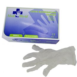 Medi World Εξεταστικά Γάντια μιας Χρήσης Latex με Πούδρα Λευκά Small 100 τμχ  Γάντια