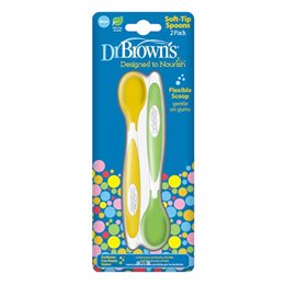 Dr. Brown's Soft-Tip Spoons Μαλακά Κουταλάκια Ταΐσματος (4m+)  Κίτρινο/Πράσινο 2τμχ No.TF011 DR. BROWNS Αξεσουάρ Φαγητού