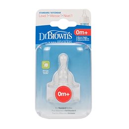 Dr. Brown's Options+ Θηλές Σιλικόνης για Μπιμπερό με Στενό Λαιμό 0m+ 2τμχ No.302-RGX DR. BROWNS Θηλές