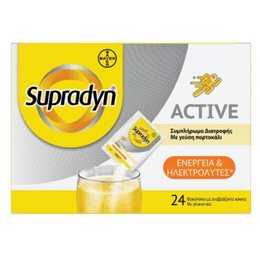 Bayer Supradyn Active Συμπλήρωμα Διατροφής για Ενέργεια & Ηλεκτρολυτική Ισορροπία 24 Φακελίσκοι SUPRADYN Ύπνος-Στρες & Ψυχολογία