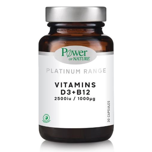 Power of Nature Platinum Range Vitamins D3 2500IU & B12 1000μg, 30caps