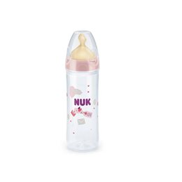 Nuk New Classic Μπιμπερό Πλαστικό με Θηλή από Καουτσούκ Ροζ Περιστέρι 6-18m 250ml NUK Μπιμπερό