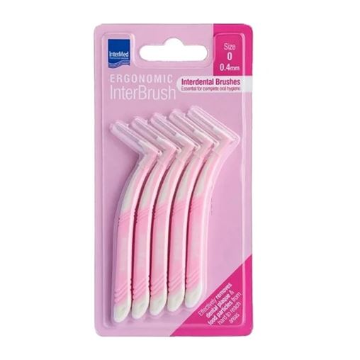 Intermed Ergonomic Μεσοδόντια Βουρτσάκια με Ειδική Ανατομική Λαβή Ροζ 5 Τεμάχια Size 0 - 0.4mm