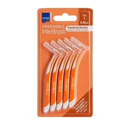 Intermed Ergonomic Μεσοδόντια Βουρτσάκια με Ειδική Ανατομική Λαβή Πορτοκαλί 5 Τεμάχια Size1 - 0.45mm INTERMED Μεσοδόντια Βουρτσάκια