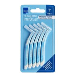 Intermed Ergonomic Μεσοδόντια Βουρτσάκια με Ειδική Ανατομική Λαβή Γαλάζια 5 Τεμάχια Size 3 - 0.6mm INTERMED Μεσοδόντια Βουρτσάκια