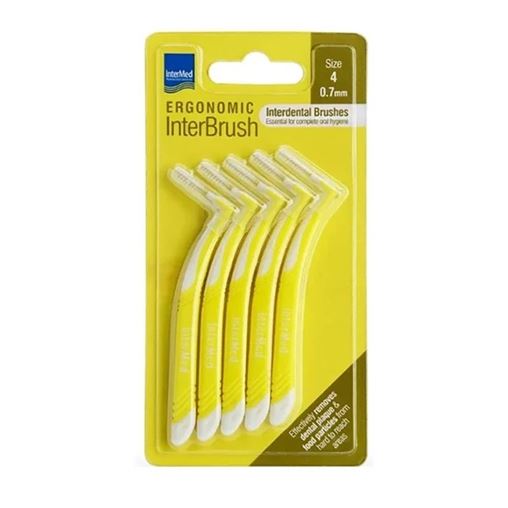 Intermed Ergonomic Μεσοδόντια Βουρτσάκια με Ειδική Ανατομική Λαβή Κίτρινο 5 Τεμάχια Size 4 - 0.7mm