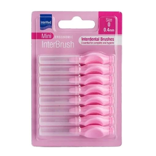 Intermed Ergonomic Mini Μεσοδόντια Βουρτσάκια με Λαβή Ροζ 8 Τεμάχια Size 0- 0.4mm