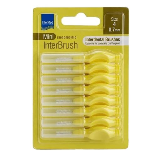 Intermed Ergonomic Mini Μεσοδόντια Βουρτσάκια με Λαβή Κίτρινο 8 Τεμάχια Size 4 - 0.7 mm