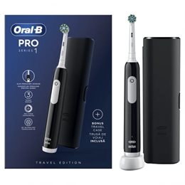 Oral-B Promo Series 1 Black Ηλεκτρική Οδοντόβουρτσα Mε Χρονομετρητή Μαύρη + Δώρο Θήκη Ταξιδιού 1τμχ ORAL - B Οδοντόβουρτσες