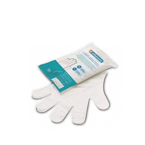 Alfashield Alfa Gloves Εξεταστικά Γάντια Πολυαιθυλενίου Χωρίς Πούδρα Διάφανο Large 100 τεμάχια