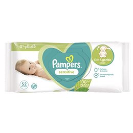 Pampers Sensitive Μωρομάντηλα χωρίς Οινόπνευμα & Άρωμα 52τμχ PAMPERS Μωρομάντηλα