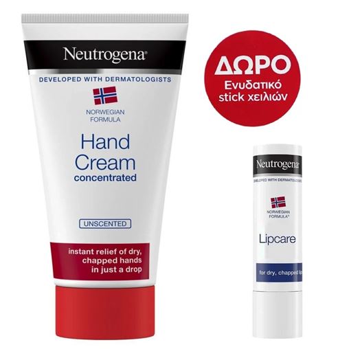 Neutrogena Promo Hand Cream Κρέμα Χεριών χωρίς Άρωμα 75ml & Δώρο Ενυδατικό Stick Χειλιών 4.8g