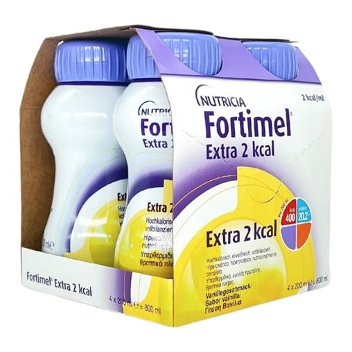 Nutricia Fortimel Extra 2kcal Yπερθερμιδικό, Υπερπρωτεϊνικό Ρόφημα Με Γεύση Βανίλια 4x200ml