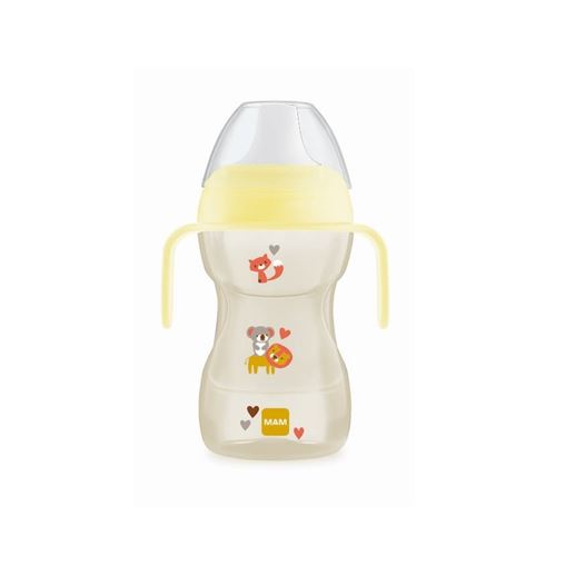Mam Fun To Drink Εκπαιδευτικό Μπιμπερό Πλαστικό Σιλικόνης με Λαβές Κίτρινο 8m+ 270ml