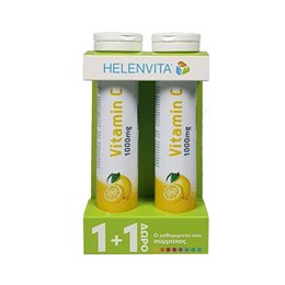 Helenvita Promo Pack Vitamin C Συμπλήρωμα Διατροφής Με Γεύση Λεμόνι 2x20 Αναβράζοντα Δισκία  Ανοσοποιητικό