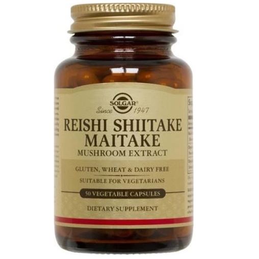 Solgar Reishi Shiitake Maitake Mushroom Extract,Απόσταγμα Μανιταριών,50 φυτικές κάψουλες