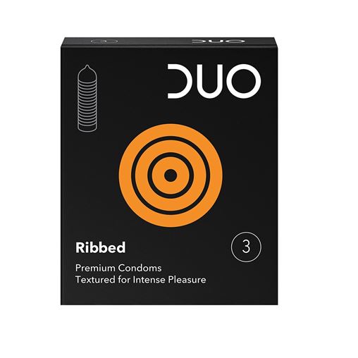DUO Ribbed Προφυλακτικά (με ραβδώσεις) Συσκευασία 3 τεμαχίων
