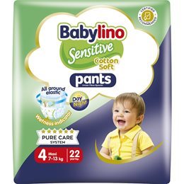 Babylino Sensitive Cotton Soft Πάνες Βρακάκι No. 4 για 7-13kg 22τμχ  Πάνες