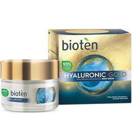 Bioten Gold Κρέμα Προσώπου Νυκτός για Ενυδάτωση & Αντιγήρανση με Υαλουρονικό Οξύ 50ml BIOTEN Ενυδάτωση