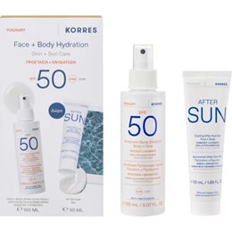 Korres PROMO PACK Γιαούρτι Αντηλιακό Γαλάκτωμα Σπρέι Σώματος & Προσώπου SPF50 150ml & After Sun Gel  KORRES Αντηλιακά Σετ