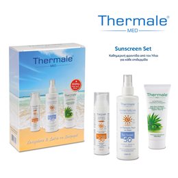 Thermale Set με Sunscreen Family Lotion SPF50 250ml, Sunscreen Face Cream SPF50 75ml & Aloe Vera 200  Αντηλιακά Σετ