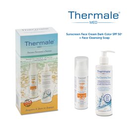 Thermale Med Sunscreen Face Cream SPF50 Dark Color 75ml & Face Cleansing Soap 250ml  Πακέτα