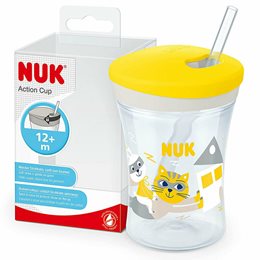 Nuk Παιδικό Ποτηράκι "Action Cup" από Πλαστικό Κίτρινο για 12m+  230ml NUK Κύπελλα