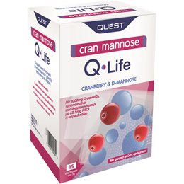 Quest Q-Life Cran Mannose - Φόρμουλα Ενίσχυσης του Ουροποιητικού Συστήματος ,15sachets QUEST Ουροποιητικό