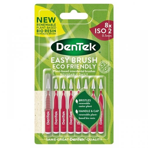 Dentek Easy Brush Interdental Brushes Size/ISO 2 Μεσοδόντια Βουρτσάκια με Λαβή 0,5mm 8 Τεμάχια