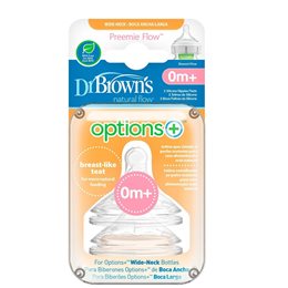 Dr. Brown's Natural Flow Options+ Θηλές Σιλικόνης Φαρδύ Λαιμό για Πρόωρα 2 Τεμ DR. BROWNS Θηλές
