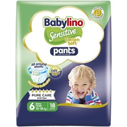 Babylino Sensitive Cotton Soft Pants Unisex Πάνες Βρακάκι No. 6 για 13-18kg 18τμχ  Πάνες
