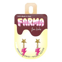Farma Bijoux Υποαλλεργικά Σκουλαρίκια for Kids Χρυσά Αστέρια Με Ροζ Κεραυνούς 20mm (BEPS988)   Κοσμήματα-Αξεσουάρ