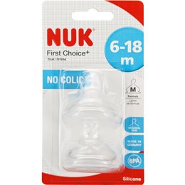 Nuk First Choice No Colic For Formula 6-18m  Θηλές από Σιλικόνη με Μεσαία Οπή 2τμχ  Θηλές