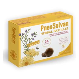 PneoSolvan Herbal Φυτικές Καραμέλες με Γεύση Μελιού για τον Πονεμένο Λαιμό & τον Βήχα, 24 τμχ  Καραμέλες