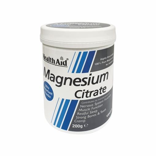 Health Aid Magnesium Citrate Vegan Συμπλήρωμα Διατροφής Με Μαγνήσιο Σε Μορφή Σκόνης 200gr