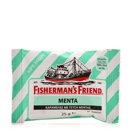Fisherman's Friend Καραμέλες για τον Λαιμό Μέντα, Χωρίς Ζάχαρη 25gr  Καραμέλες