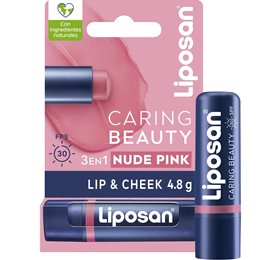 Liposan Caring Beauty Lip & Cheek Spf30, Ενυδατικό Βάλσαμο Χειλιών 4.8g - Nude Pink LIPOSAN Lip Balm