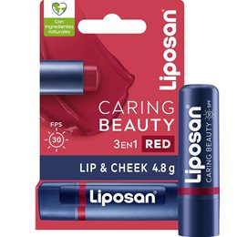 Liposan Caring Beauty Lip & Cheek Spf30, Ενυδατικό Βάλσαμο Χειλιών 4.8g - Red LIPOSAN Lip Balm