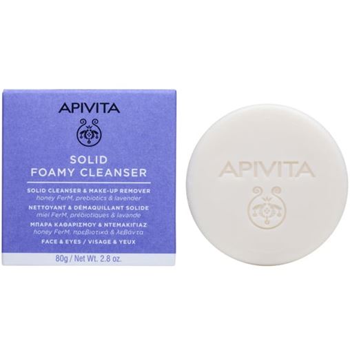 Apivita Solid Foamy Cleanser - Μπάρα για Ντεμακιγιάζ και Καθαρισμό Προσώπου και Ματιών,80gr