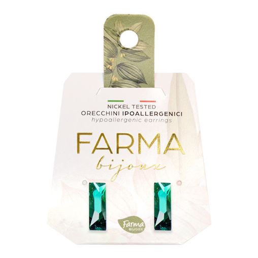 Farma Bijoux Υποαλλεργικά Σκουλαρίκια Κρύσταλλα Baguette12x4mm (16C15) 